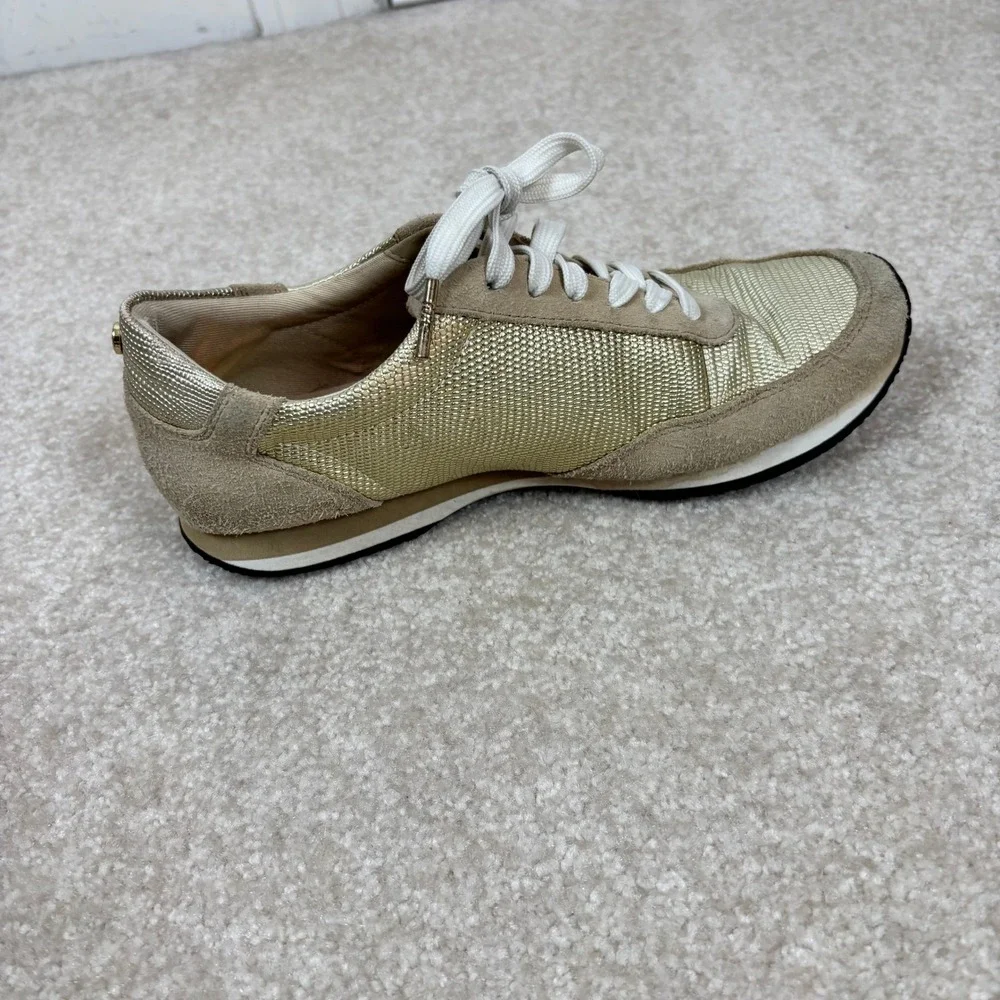 Michael Kors Trainer Gold Metallic Suede Sneakers‎ Womens 6.5M HJ16J